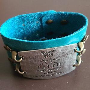 Lenny and Eva leather faith cuff